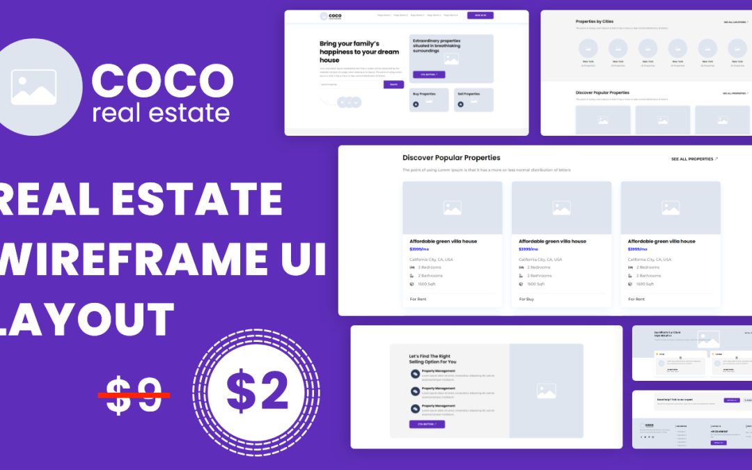 Coco-Real Estate Wireframe UI Divi Layout