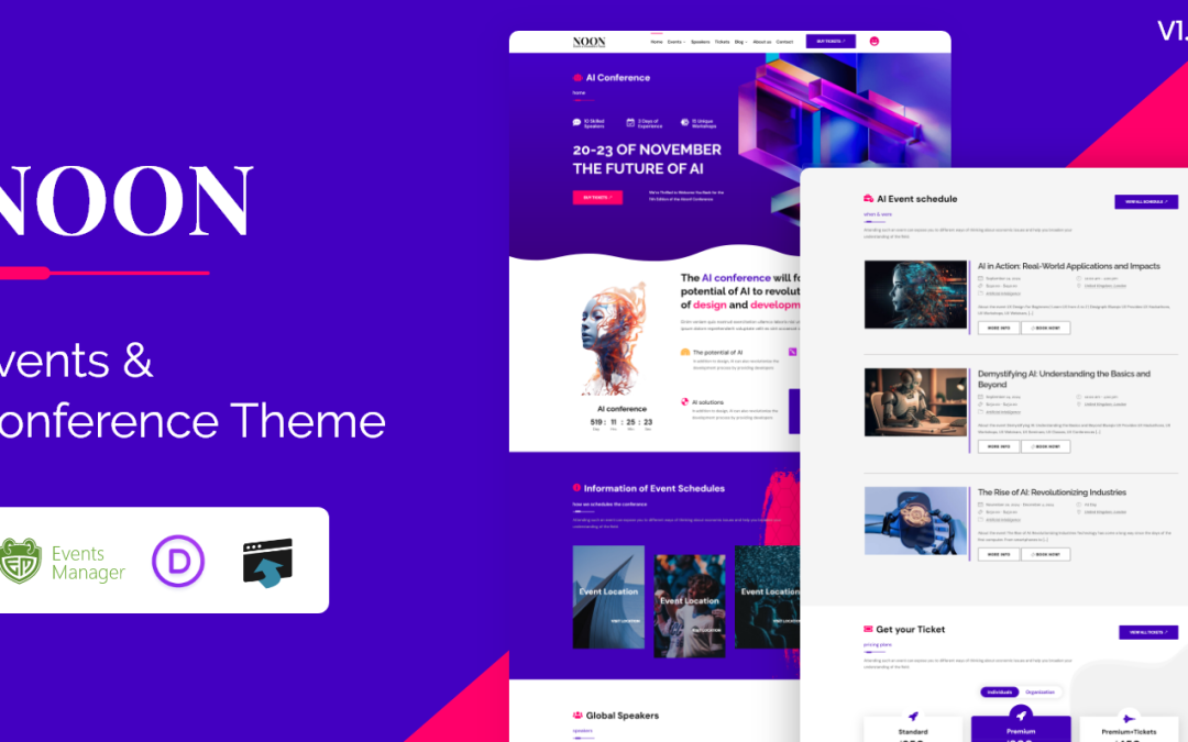 Noon-Events & Conference booking Divi Child Theme